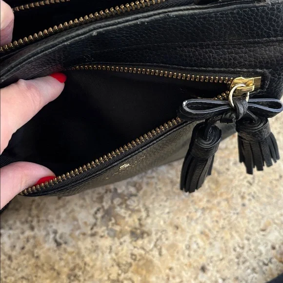 Lanvin Black Crossbody Bag with Gold Accents - Picture 14 of 15